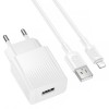 Блок живлення Borofone BAS71A Source 10.5W (1USB-A) + кабель USB to Lightning White