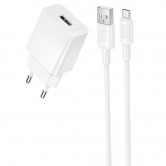 Блок живлення Borofone BAS71A Source 10.5W (1USB-A) + кабель USB to MicroUSB White Блок живлення Borofone BAS71A Source 10.5W (1USB-A) + кабель USB to MicroUSB White