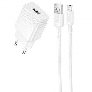 Блок живлення Borofone BAS71A Source 10.5W (1USB-A) + кабель USB to MicroUSB White