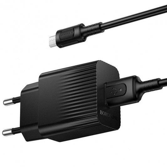 МЗП Borofone BAS71A Source 10.5W (1USB-A) + кабель USB to MicroUSB Black - зображення 2 
