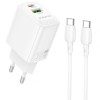 Блок питания Borofone BN29 Fuente PD30W+QC3.0 (1USB-A/1C) + кабель Type-C to Type-C White