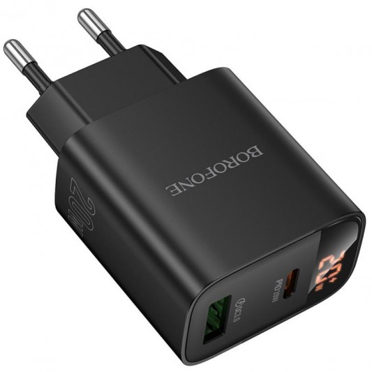 МЗП Borofone BA96A Ilustre with digital display PD20W+QC3.0 (1USB-A/1C) Black - зображення 1 