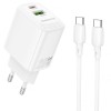 Блок питания Borofone BN27 Fuente PD20W+QC3.0 (1USB-A/1C) + кабель Type-C to Type-C White