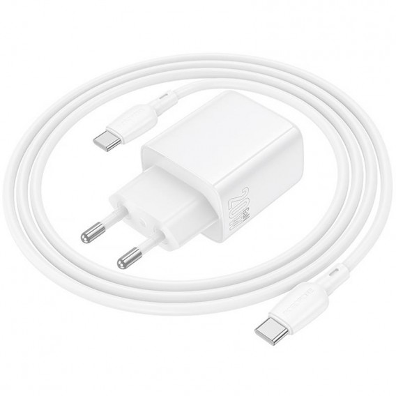 Блок живлення Borofone BN27 Fuente PD20W+QC3.0 (1USB-A/1C) + кабель Type-C to Type-C White