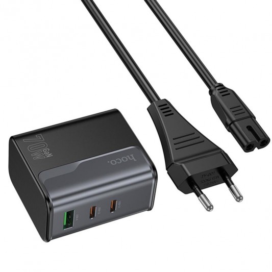 МЗП Hoco CS76A Star Speed PD70W (1USB-A/2C) Midnight Black - зображення 1 