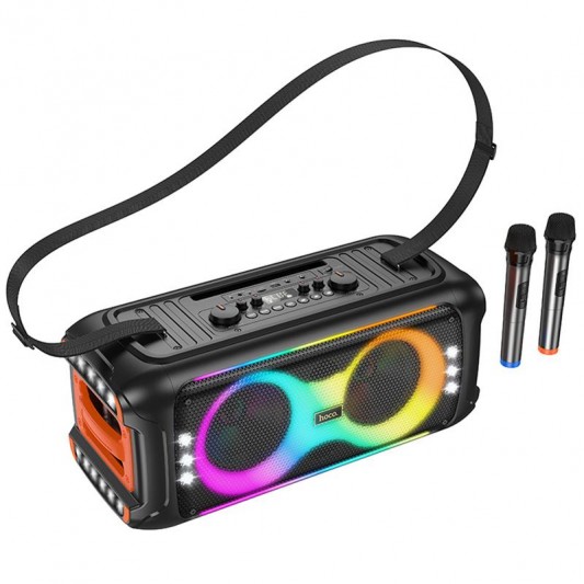 Bluetooth колонка Hoco HA9 Kayman + два мікрофона Black