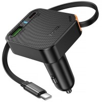 АЗП Hoco NZ18 Guardian PD65W with retractable cable (1USB-A/2C) Black