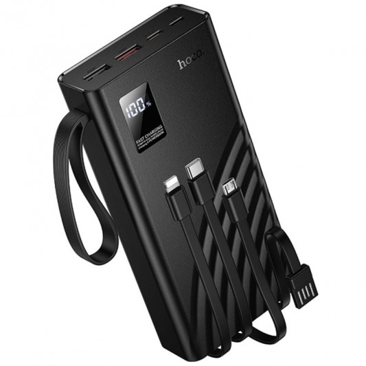Портативний ЗП Power Bank Hoco J155 Shine 22.5W+PD20W with 4 cables 20000 mAh Black - зображення 1 