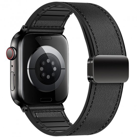 Ремінець Hoco WA34 Basic magnetic buckle silicone leather strap для Apple watch 38/40/41/42mm Black - зображення 1 