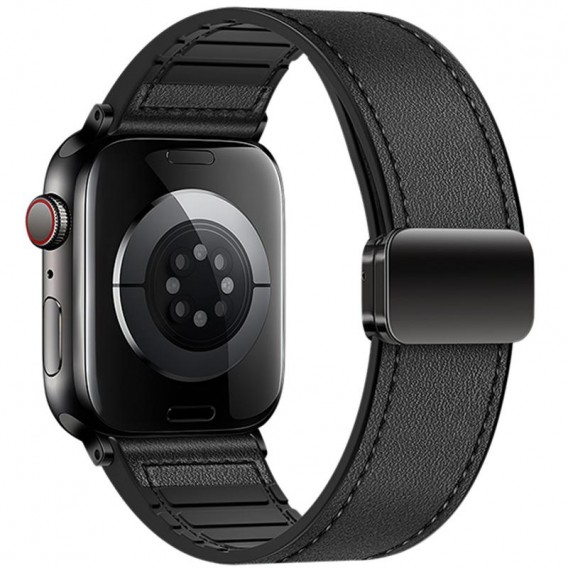 Ремінець Hoco WA34 Basic magnetic buckle silicone leather strap для Apple watch 38/40/41/42mm Black