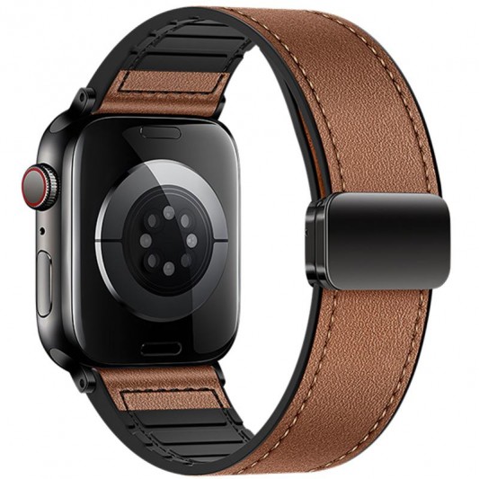 Ремінець Hoco WA34 Basic magnetic buckle silicone leather strap для Apple watch 38/40/41/42mm Brown - зображення 1 