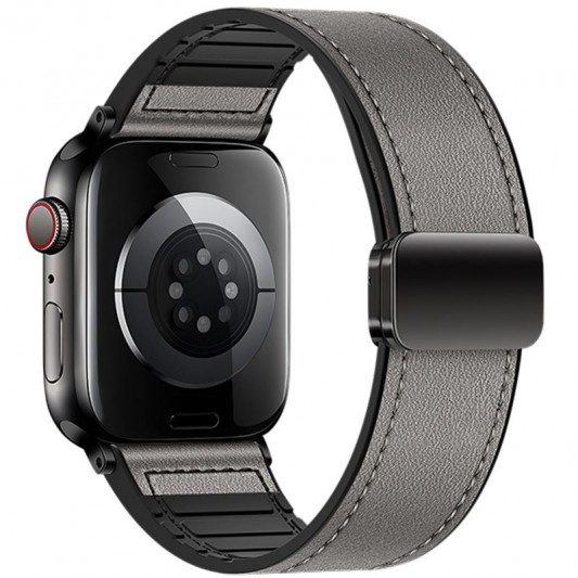 Ремінець Hoco WA34 Basic magnetic buckle silicone leather strap для Apple watch 38/40/41/42mm Dark Gray - зображення 1 