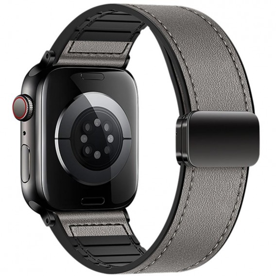 Ремінець Hoco WA34 Basic magnetic buckle silicone leather strap для Apple watch 38/40/41/42mm Dark Gray