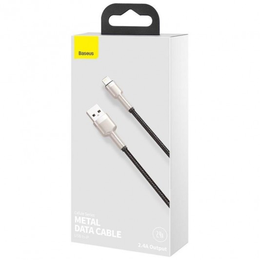 Дата кабель Baseus Cafule Series Metal USB to Lightning 2.4A (0.25m) (CALJK-0) Black - зображення 1 