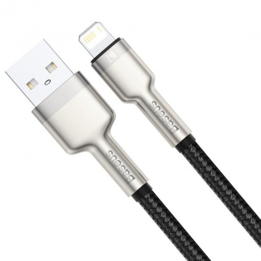 Дата кабель Baseus Cafule Series Metal USB to Lightning 2.4A (0.25m) (CALJK-0) Black - зображення 2 
