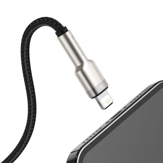 Дата кабель Baseus Cafule Series Metal USB to Lightning 2.4A (0.25m) (CALJK-0) Black - зображення 3 