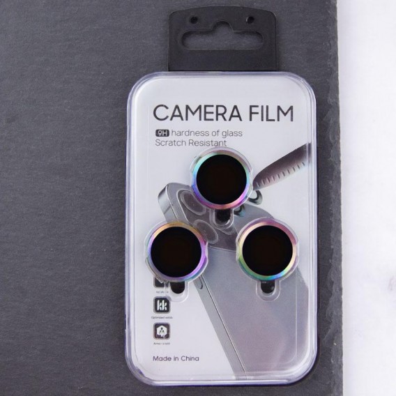 Захисне скло Metal Classic на камеру (у упак.) для Apple iPhone 17 Air (6.5") Бузковий / Rainbow