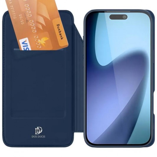 Чохол-книжка Dux Ducis з кишенею для візиток для Apple iPhone 17 (6.3") Синій - зображення 2 