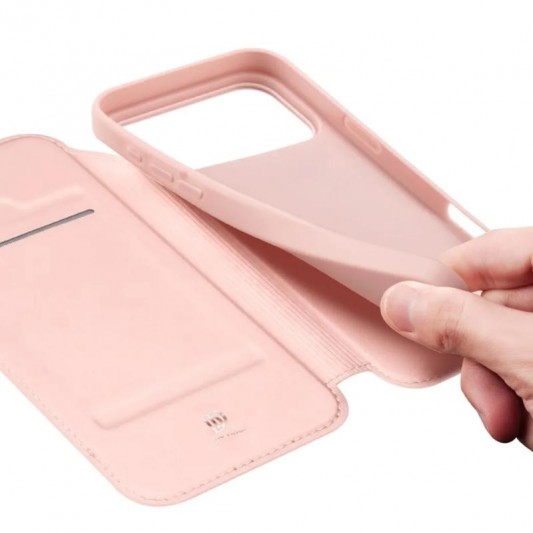 Чохол-книжка Dux Ducis з кишенею для візиток для Apple iPhone 17 Pro (6.3") Rose Gold - зображення 3 