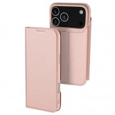Чехол-книжка из искусственной кожи для iPhone 18 Pro Max / 17 Pro Max Dux Ducis с карманом и подставкой, Розовое золото