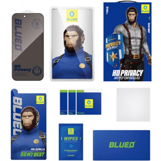 Захисне 2.5D скло Blueo Full Cover Anti-Peep для Apple iPhone 17 Air (6.5") Чорний - зображення 3 