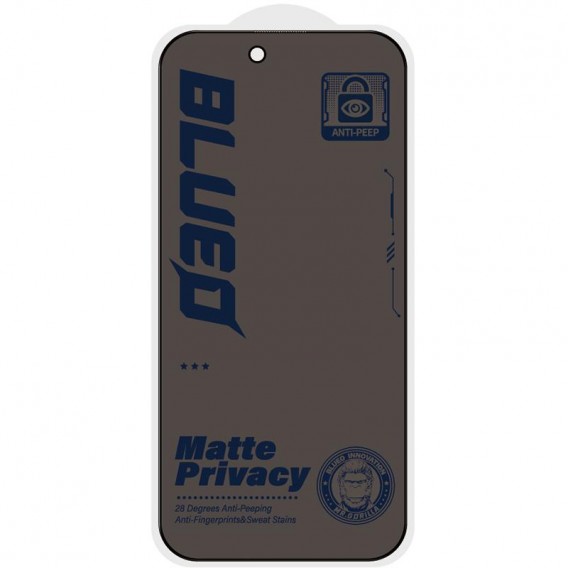 Захисне 2.5D скло Blueo Full Cover Anti-Peep Matte для Apple iPhone 17 / 17 Pro (6.3") Чорний