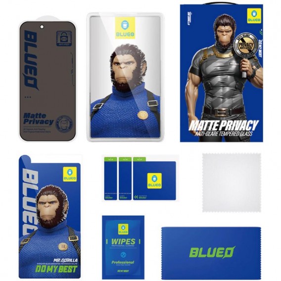 Захисне 2.5D скло Blueo Full Cover Anti-Peep Matte для Apple iPhone 17 Pro Max /16 Pro Max (6.9") Чорний