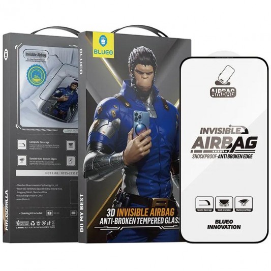 Захисне 3D скло Blueo Invisible Airbag Anti-broken для Apple iPhone 17 / 17 Pro (6.3") Чорний - зображення 2 