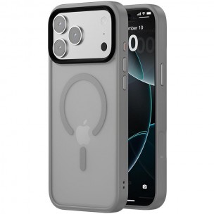 TPU+PC чехол Metal Buttons with MagSafe Colorful для Apple iPhone 17 Pro (6.3") Серый / Grey