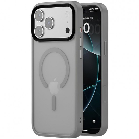 TPU+PC чохол Metal Buttons with MagSafe Colorful для Apple iPhone 17 Pro (6.3") Сірий / Grey