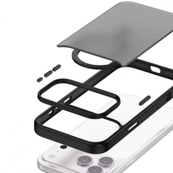 TPU+PC чохол Metal Buttons with MagSafe Colorful для Apple iPhone 17 Pro Max (6.9") Чорний / Black