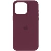 Чехол Silicone Case (AA) Logo with MagSafe для Apple iPhone 14 (6.1") Бордовый / Plum