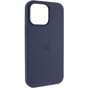 Чохол Silicone Case (AA) Logo with MagSafe для Apple iPhone 14 (6.1") Темно-синій / Midnight blue