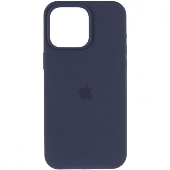 Чохол Silicone Case (AA) Logo with MagSafe для Apple iPhone 14 (6.1") Темно-синій / Midnight blue