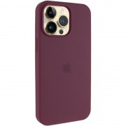 Чохол Silicone Case (AA) Logo with MagSafe для Apple iPhone 14 Pro (6.1") Бордовий / Plum