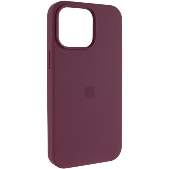 Чохол Silicone Case (AA) Logo with MagSafe для Apple iPhone 15 (6.1") Бордовий / Plum