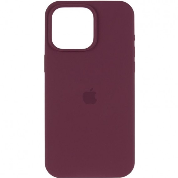 Чохол Silicone Case (AA) Logo with MagSafe для Apple iPhone 15 (6.1") Бордовий / Plum