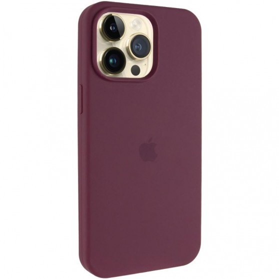 Чехол Silicone Case (AA) Logo with MagSafe для Apple iPhone 15 Pro (6.1") Бордовый / Plum
