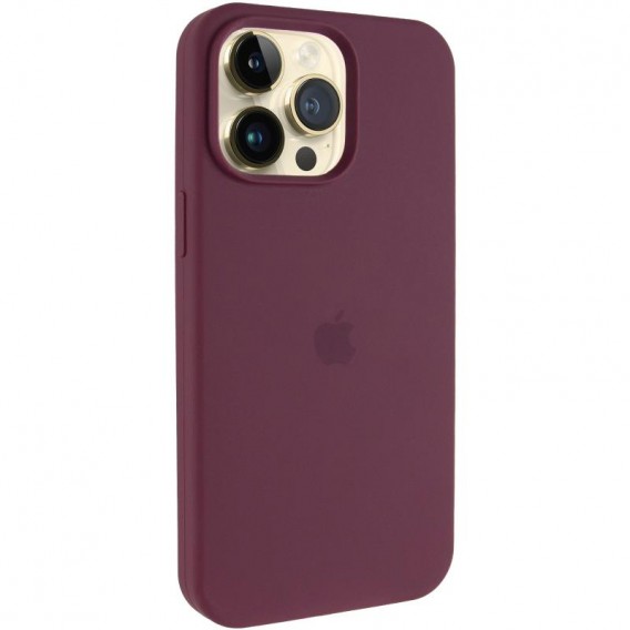 Чохол Silicone Case (AA) Logo with MagSafe для Apple iPhone 15 Pro (6.1") Бордовий / Plum