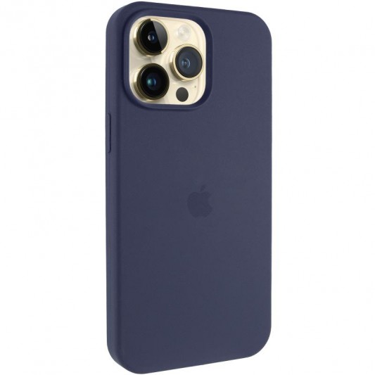 Чохол Silicone Case (AA) Logo with MagSafe для Apple iPhone 15 Pro (6.1") Темно-синій / Midnight blue