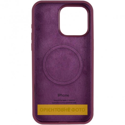 Чохол Silicone Case (AA) Logo with MagSafe для Apple iPhone 16 (6.1") Бордовий / Plum - зображення 2 