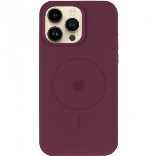 Чохол Silicone Case Full Protective (AA) V2 with MagSafe для Apple iPhone 12 Pro / 12 (6.1") Бордовий / Plum - зображення 1 