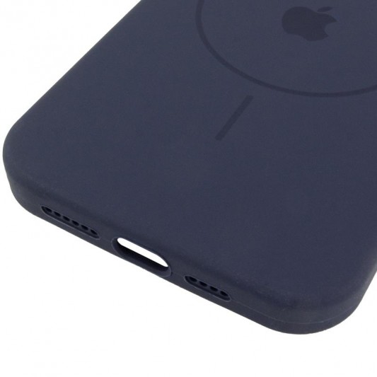 Чохол Silicone Case Full Protective (AA) V2 with MagSafe для Apple iPhone 12 Pro / 12 (6.1") Темно-синій / Midnight blue - зображення 4 
