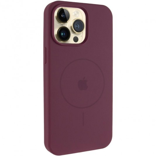 Чохол Silicone Case Full Protective (AA) V2 with MagSafe для Apple iPhone 12 Pro Max (6.7") Бордовий / Plum