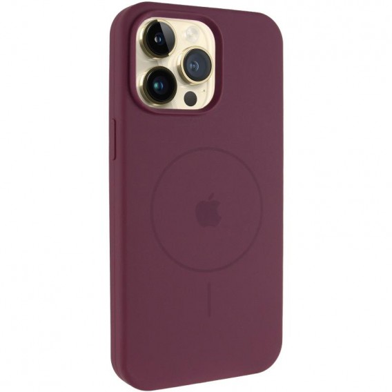 Чохол Silicone Case Full Protective (AA) V2 with MagSafe для Apple iPhone 14 Pro Max (6.7") Бордовий / Plum