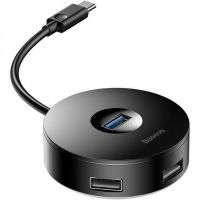 Перехідник HUB Baseus Round Box Type-C to USB 3.0 + 3USB 2.0 (CAHUB-G), Чорний