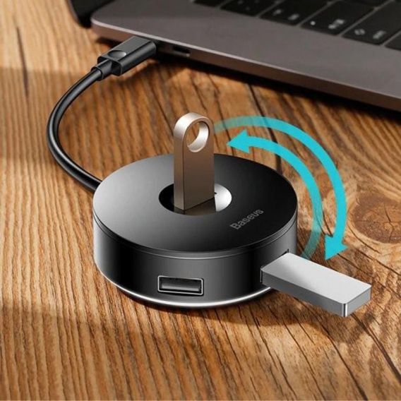 Перехідник HUB Baseus Round Box Type-C to USB 3.0 + 3USB 2.0 (CAHUB-G), Чорний