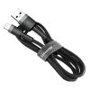 Дата кабель Baseus Cafule Lightning Cable 1.5A (2m) (CALKLF-C), Сірий / Чорний