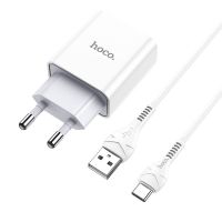 СЗУ Hoco C81A Asombroso 2.1A (1USB-A) + кабель USB to Type-C, Білий