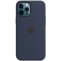 Чохол Silicone case (AAA) with Magsafe and Animation для Apple iPhone 12 Pro Max, Синій / Deep navy
